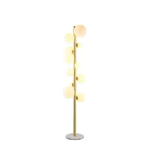 Marshall Floor Lamp, 11 Light G9, Satin Gold, Opal Glass