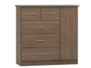 Seconique Nevada Rustic Oak 1 Door 5 Drawer Chest of Drawers