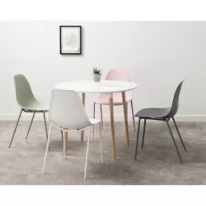 Seconique - Lindon White Dining Table & 4 Green Chairs Set