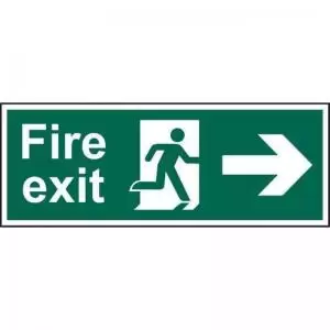 Fire Exit Man Arrow Right&rsquo; Sign; Self-Adhesive Vinyl 300mm x