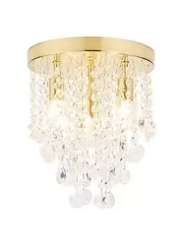 Spa Celeste 4 Light Flush Ceiling Light Crystal Glass and Satin Brass