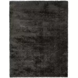 Modern Very Soft Velvet Shaggy Charcoal Rug Deep Pile Home Carpet in 120x170cm (4'x5'6'')