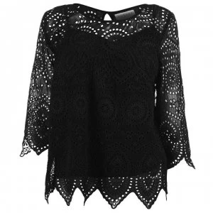 Velvet Eyelet Top - Black