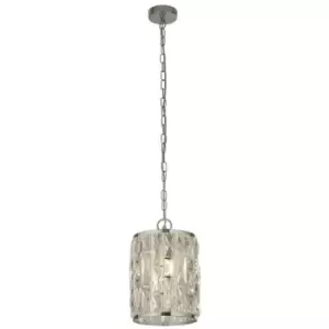 Searchlight BIJOU - 1 Light Chrome Ceiling Pendant with Crystal Glass