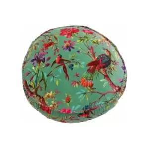 Riva Paoletti Paradise Faux Velvet Round Cushion Cover, Aqua, 50 Cm Diameter