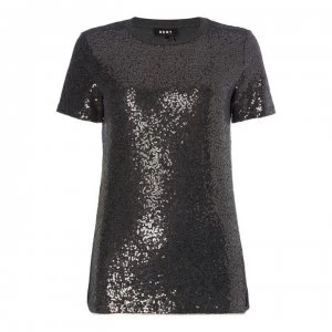 DKNY Core Sequin T Shirt - Grey Heather