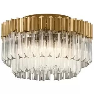 Charisma 3 Light Semi Flush Gold Leaf Polished Stainless, Crystal