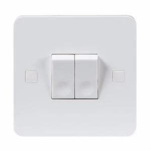 KnightsBridge Pure 9mm 10A White 2G Twin 2 Way 230V Electric Wall Plate Switch