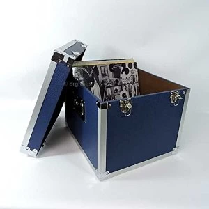 Blue - 100 LP Record Storage Carry Case Record Box