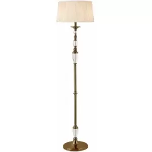 Loops - Luxury Elegant Floor Lamp Antique Brass Crystal Beige Organza Shade 6ft Tall