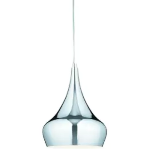 Searchlight Metal And Glass - 1 Light Dome Ceiling Pendant Chrome, Glass, E27