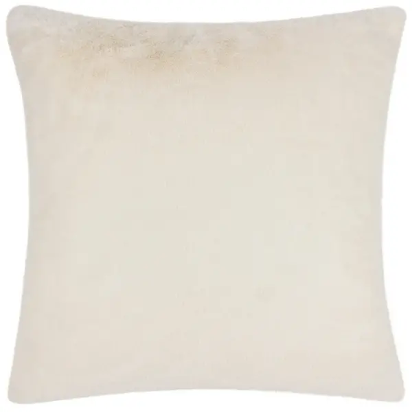 Stanza Faux Fur Cushion Ecru, Ecru / 55 x 55cm / Polyester Filled