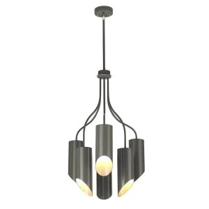 6 Light Multi Arm Ceiling Pendant Dark Grey Polished Nickel, E27