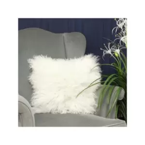 Mongolian Sheepskin Fur Cushion Cover, Pristine, 40 x 40 Cm - Riva Paoletti