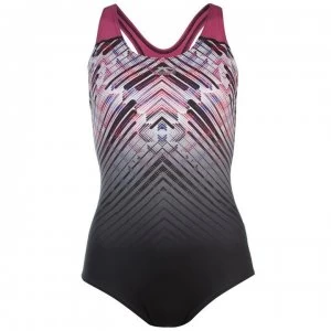 Slazenger Scoop Back Swimsuit Ladies - Black/Purple