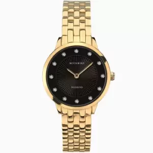 Ladies Accurist Dress Watch Gold Brass Bracelet