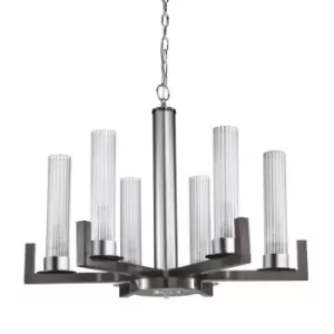 Kolarz Raggio Glass Multi Arm Pendant Ceiling Light 6 Light Brunito Brushed