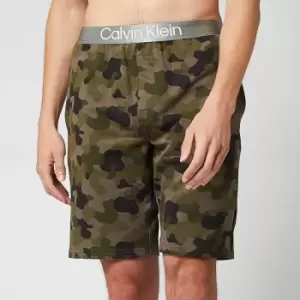 Calvin Klein Mens Sleep Shorts - Galvanize Camo Army Green - L