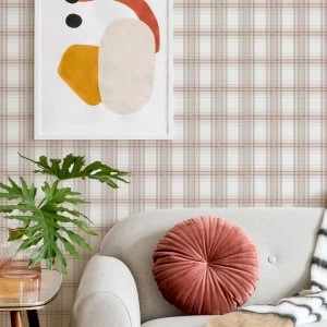 Fresco Burnt Orange Iona Checkered Wallpaper