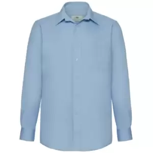 Fruit Of The Loom Mens Long Sleeve Poplin Shirt (2XL) (Mid Blue)