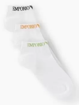 Emporio Armani Bodywear Emporio Armani Bodywear 3 Pack Trainer Liner Socks - White, Size S/M, Men