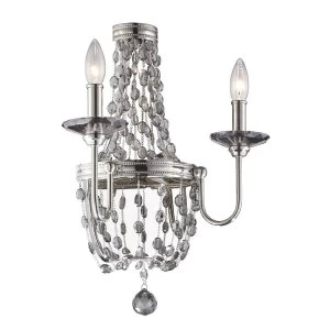 2 Light Indoor Candle Wall Light Polished Nickel, E14