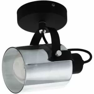 Loops - Wall Light Colour Black Chrome Shade Black Transparent Glass Vaporized E27 28W