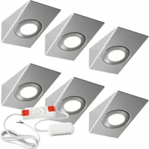 6x brushed nickel Wedge Surface Under Cabinet Kitchen Light & Driver Kit - Warm White led