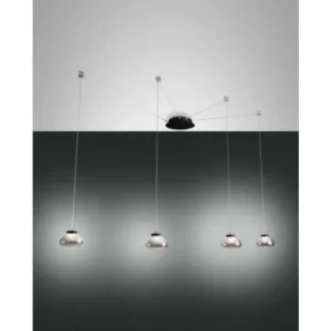 Fabas Luce Arabella LED Cluster Pendant Ceiling Light Transparent Grey Glass