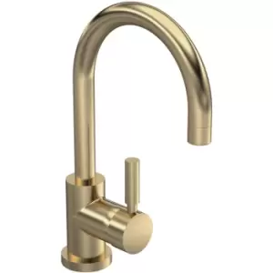 Hudson Reed Tec Single Lever Side Action Mono Basin Mixer Tap with Waste - Brushed Brass