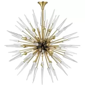 Sparta 18 Light Chandelier Brass, Glass