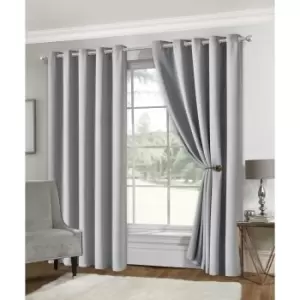 Isabella Rose Eclipse Soft Touch Blockout Eyelet Curtains - Silver - 117cm (46") X 137cm (54") TJ Hughes