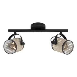 Adjustable 2 Bulb Ceiling Spotlight Black Round Shade 40W E27 Kitchen Island