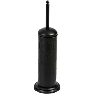 Hex Embossed Steel Toilet Brush - Black - Black