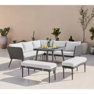 Furniturebox UK - Seychelles Outdoor Dining Table and Corner Sofa Set 9 Seat Grey