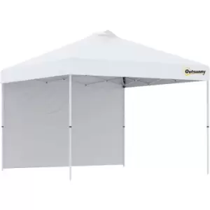 Outsunny 3x3(M) Pop Up Gazebo Canopy Tent w/ 1 Sidewall Carrying Bag White - White