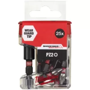 Milwaukee - 4932479857 Shockwave PZ2 x 25MM Bit Set With Magnetic Bit Holder