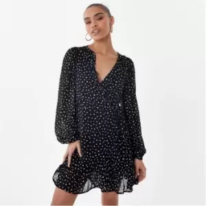 Jack Wills Wrap Frill Mini Dress - Black