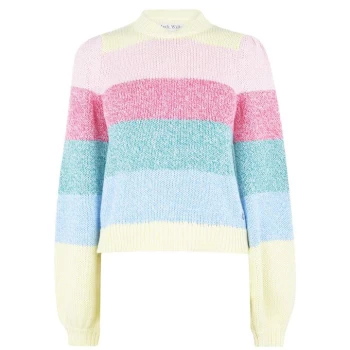 Jack Wills Lyston Colour Block Balloon Sleeve Knitted Jumper - Multi Stripe