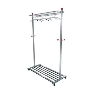 Coat and Garment Rack Mobile 4 Wheels Shelves Capacity 40 50 Hangers