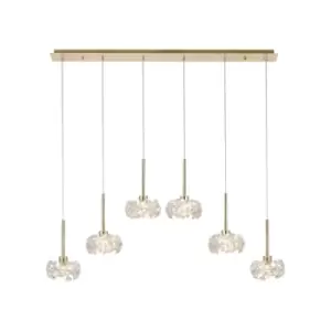 Salisbury 6 Light G9 2m Linear Ceiling Pendant With French Gold And Crystal Shade