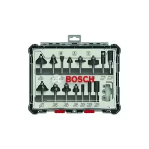 Bosch Professional 15 pcs. Mixed Router Bit Set (for Wood, Ø 6mm Shank, Accessory Router)