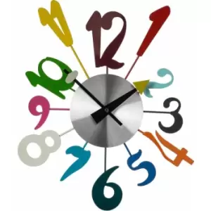 Premier Housewares Multi-Colour Funky Numbers Wall Clock