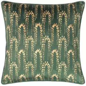 furn. Wisteria Printed Velvet Cushion Emerald - Emerald