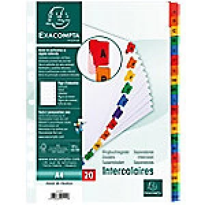 Exacompta Indices A4 White Card Card A - Z