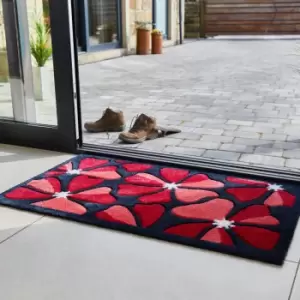 JVL Solemate Latex Posy Doormat Red