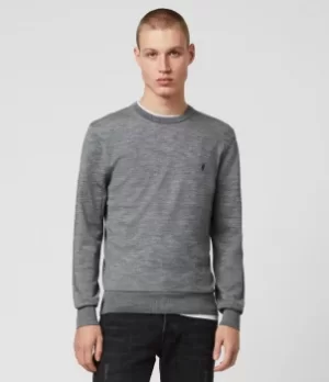 AllSaints Mens Lightweight Merino Wool Mode Crew Jumper, Grey, Size: XXL