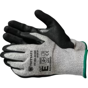 Nitrile Coated Gloves, Cut E, Grey/Black, Size 11