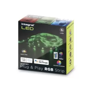 Integral rgb Plug Play LED Strip Kits IP20 5M 4.5W/M 10mm Width 120 Beam With ir Controller & WiFi App Google / Alexa Control uk Plug