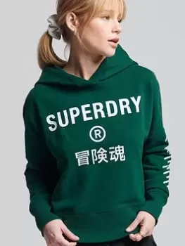 Superdry Code Core Sport Hoodie - Green, Size 14, Women